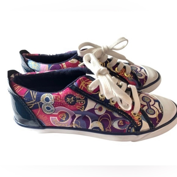 PURPLE POPPY GRAFFITI COACH SNEAKERS!! Size 6! - Picture 2 of 8